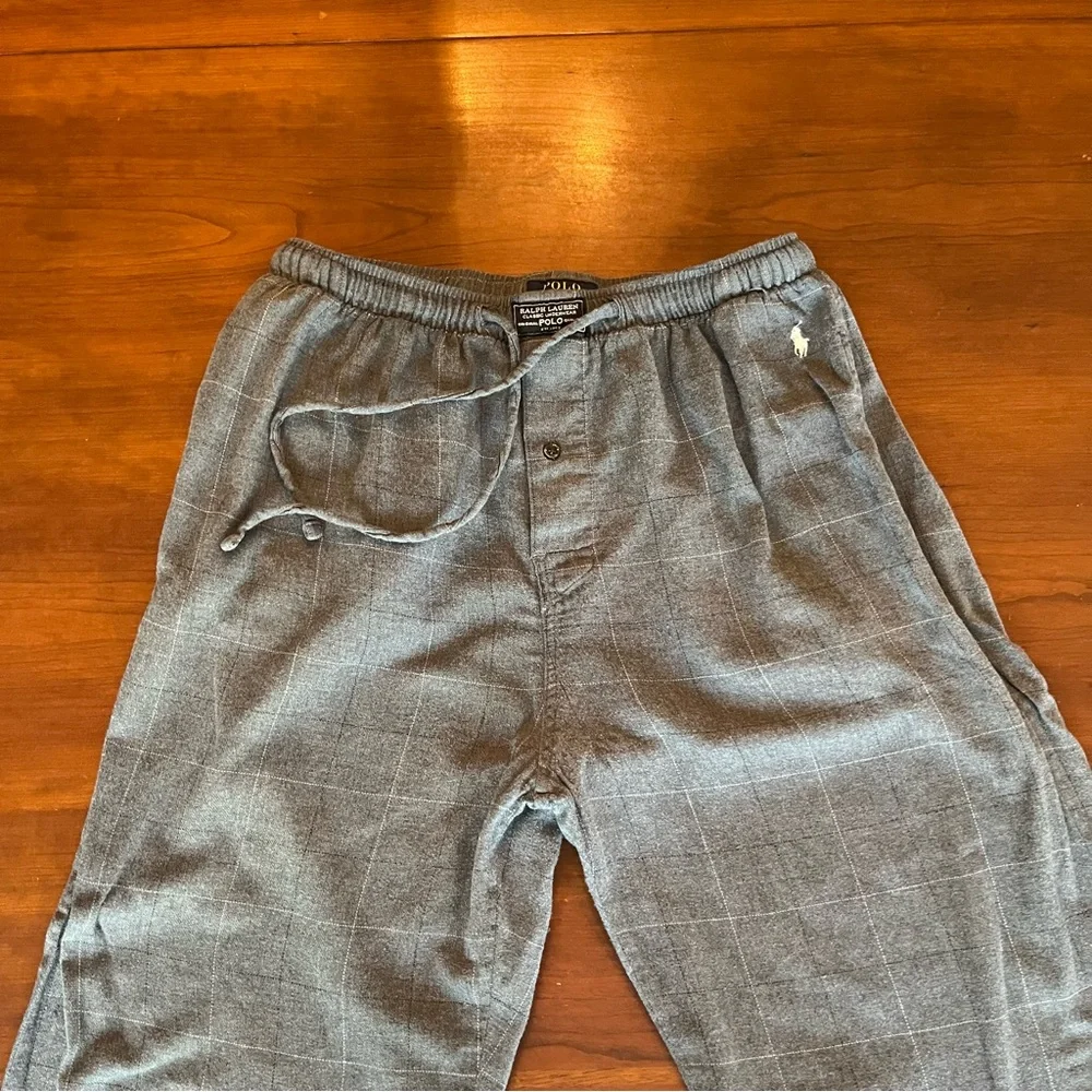 Polo Ralph Lauren Lounge Pants Mens Size M Gray Plaid Drawstring Pajama Bottom - Picture 7 of 12